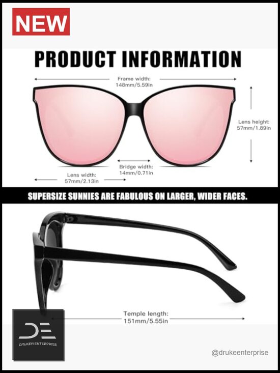 Oversized Cat Eye Polarized Sunglasses UV400 Protection TR90 Frame main image 5